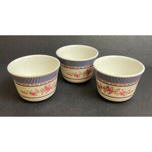 Set of 3 Tar-Hong Thunder Group Melamine Ware Tea Cups No. 9152 Floral Stripe